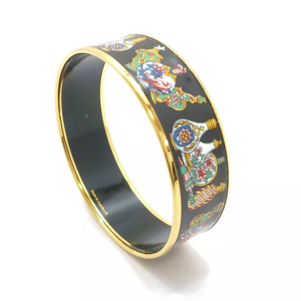 Authentic HERMES Enamel Bangle Bracelet Multi-Color Cloisonne - Picture 4 of 9